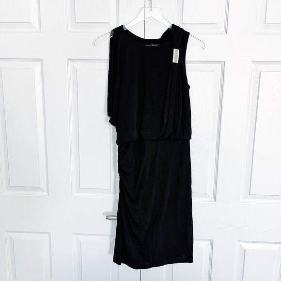 David Meister Black Drapey Bodycon Dress - Picture 1 of 10